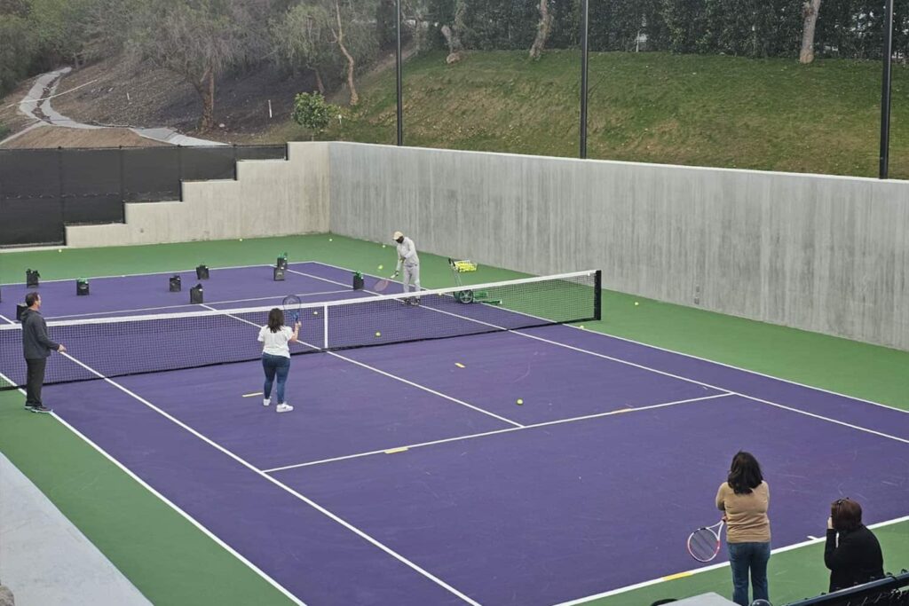 Corporate retreat tennis court