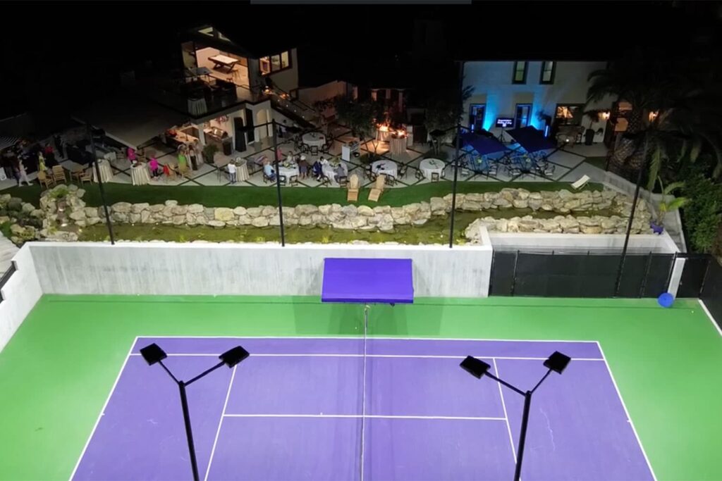 The TenniSphere at night