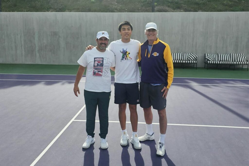 Coach Mariano Puerta, Brandon Nakashima, and Gary Carmell